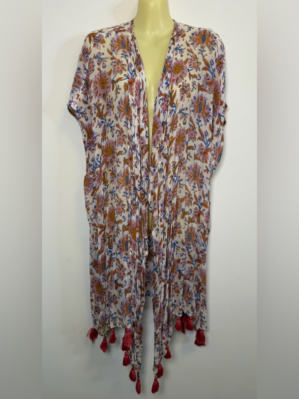 J. Crew Lightweight Floral Cardigan with Tassels